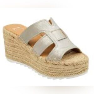 Marc Fisher Silver Leather Espadrille Sandals